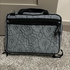 Floral Quilted Makeup Bag - Gray